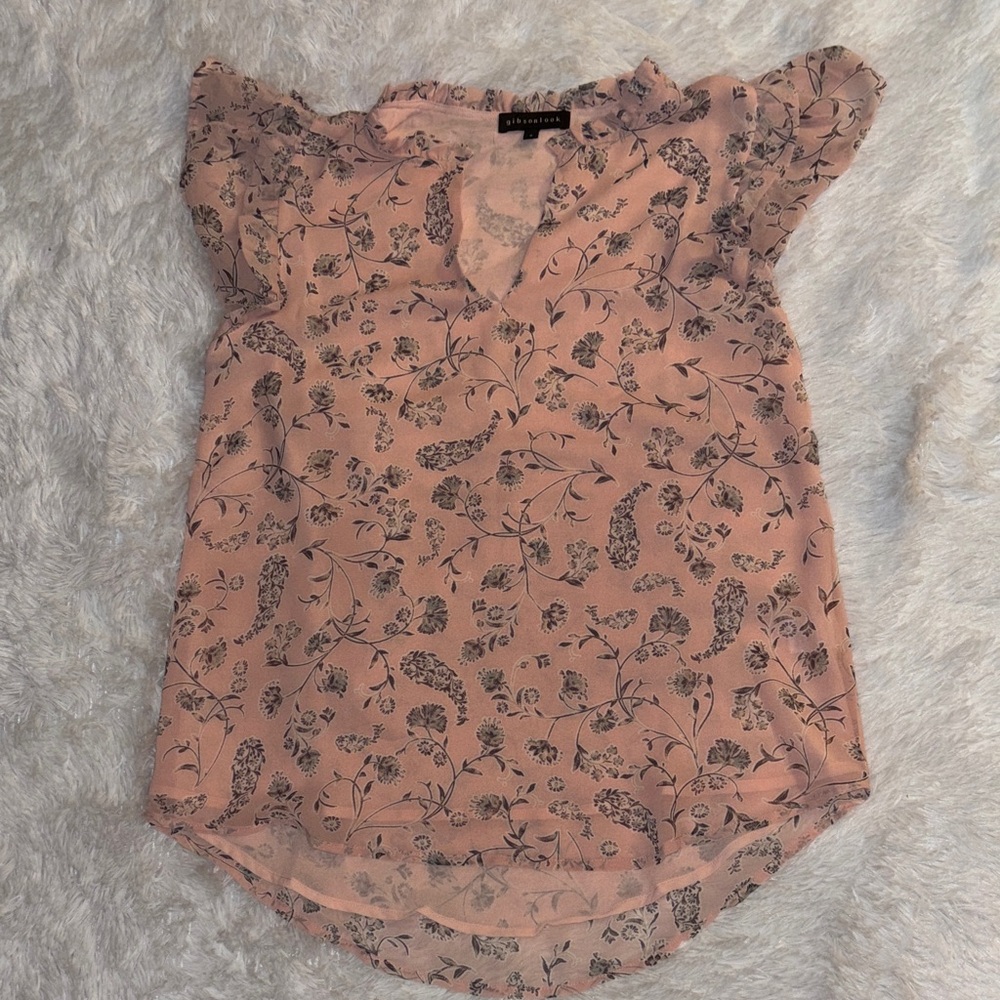 Nordstrom Gibsonlook Pink Floral Blouse